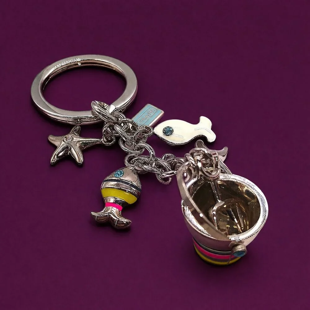 COACH LEGACY Ocean Keychain Charm Set Bucket Fish Starfish Bag Charm Hang Tag - Picture 2 of 8